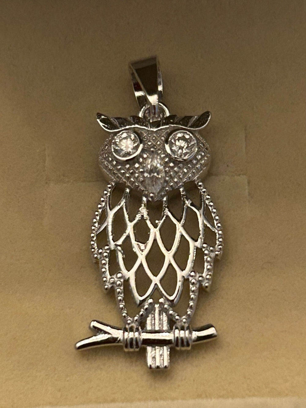 0.50CTW Moissanite Owl 🦉 Pendant Necklace Charm in 925 Sterling Silver